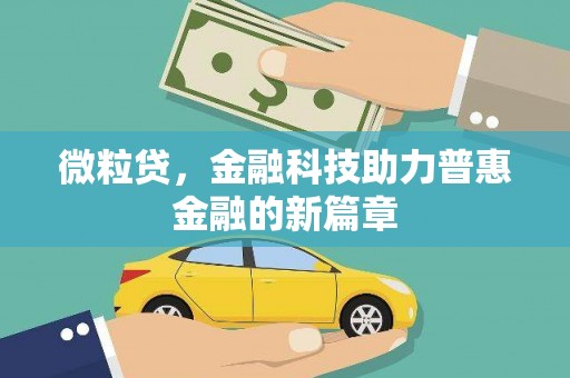 麻山微粒贷，金融科技助力普惠金融的新篇章