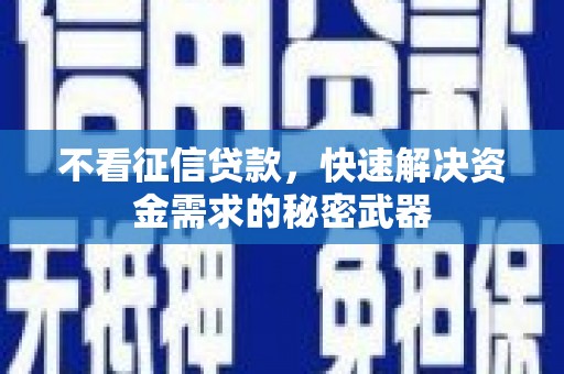 下城不看征信贷款，快速解决资金需求的秘密武器